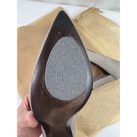 Stuart‎ Weitzman Grey Textured Suede Pointed Square Toe Pumps 3” Women’s Sz 7.5 - Picture 9 of 12
